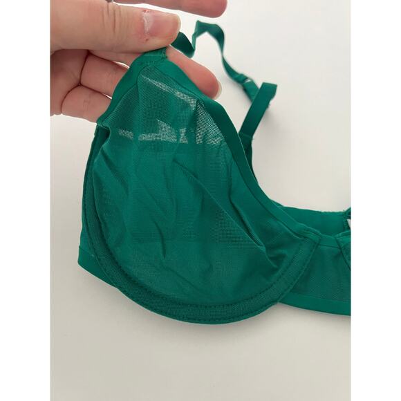 NWT Aerie Women's Smoothez Mesh Unlined Balconette Underwire Green Size 32D - Picture 10 of 10